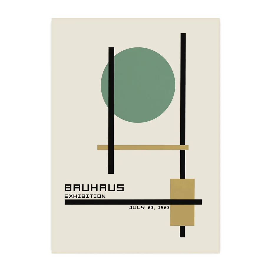 Bauhaus Green Color Block Lines Modern Abstract Poster Wall Art Canvas Painting Posters and Prints Picture for Living Room Decor