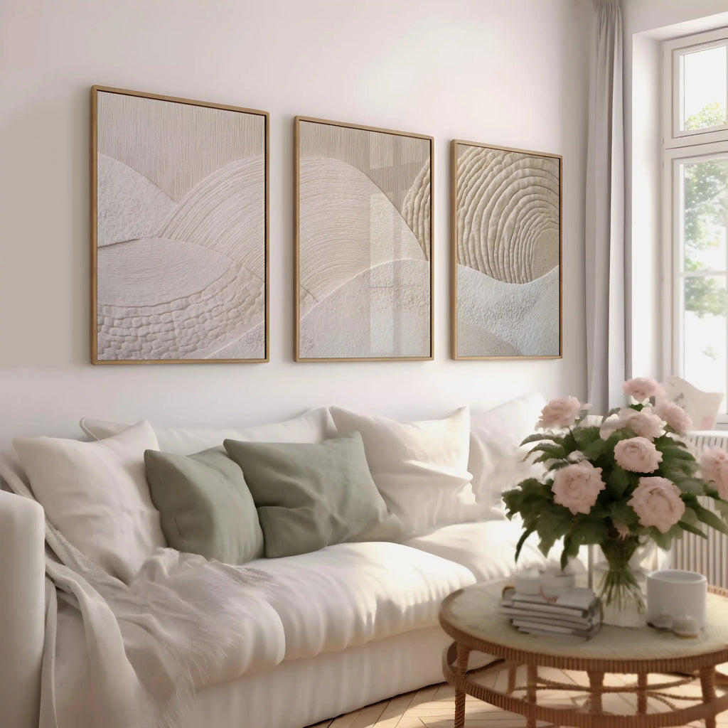 Japandi Triptych Art Set Nature Wall Decor Modern Artpiece Canvas Poster Abstract Canvas Art for Office and Hall Gift Poster