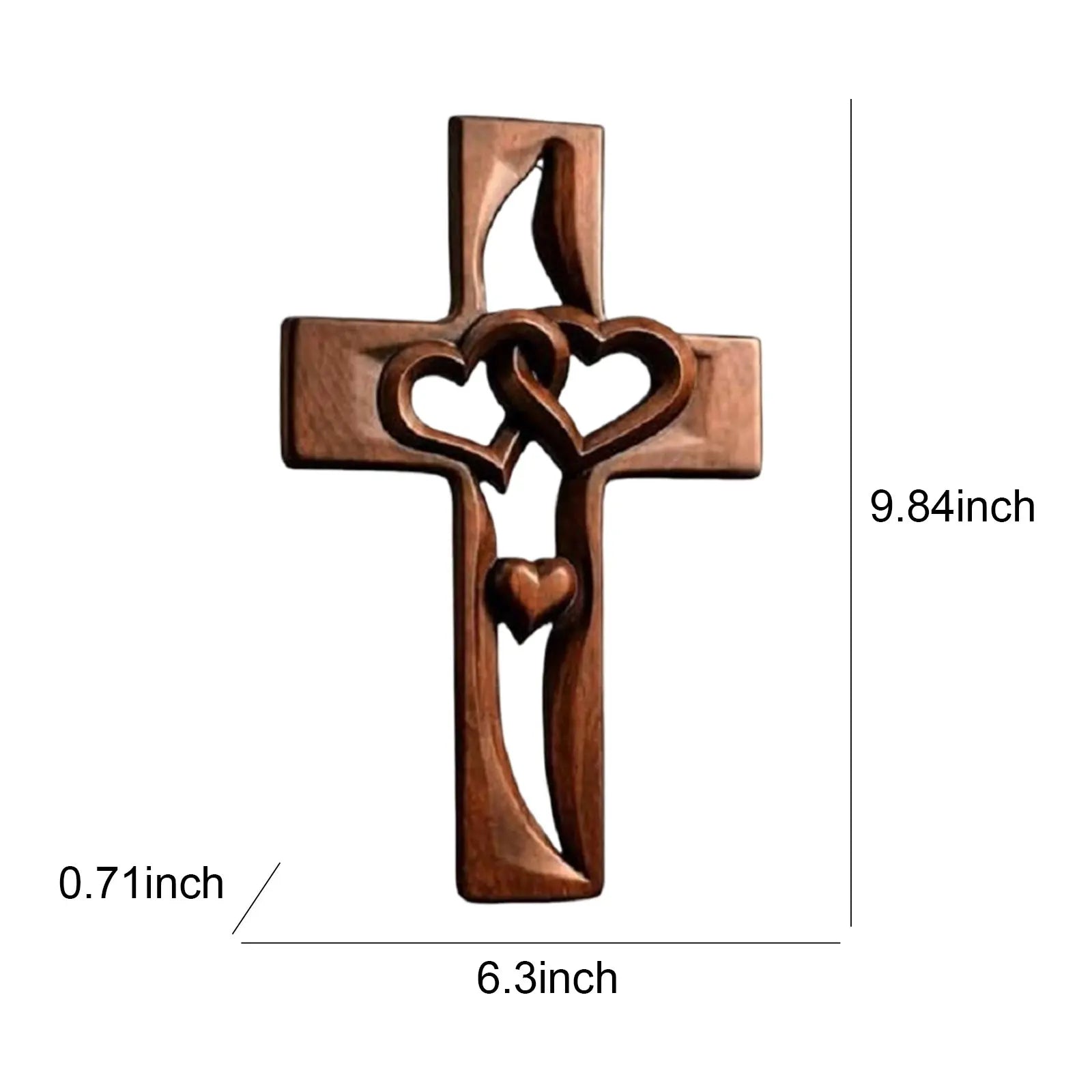 Handcarved Wooden Heart Cross