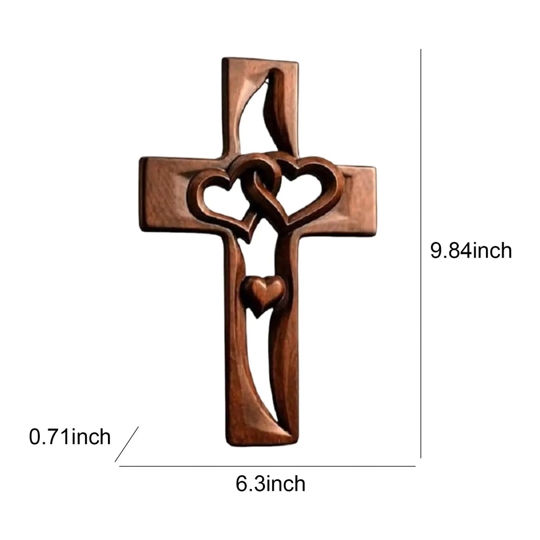 Handcarved Wooden Heart Cross