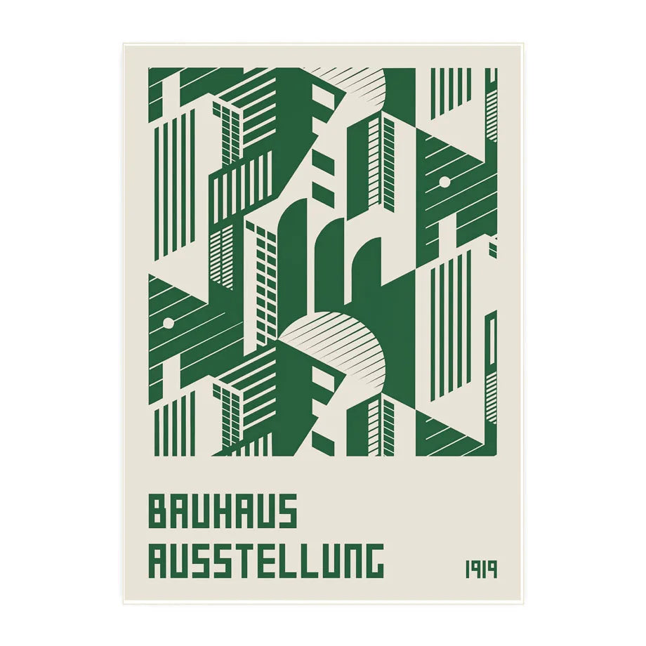 Bauhaus Green Color Block Lines Modern Abstract Poster Wall Art Canvas Painting Posters and Prints Picture for Living Room Decor