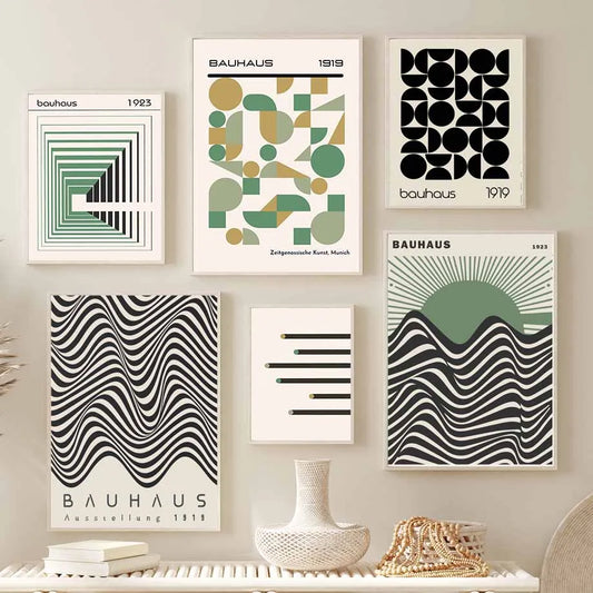 Green Bauhaus Canvas Art