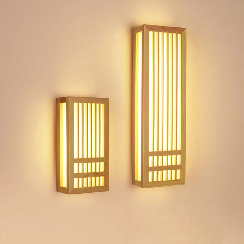 Japanese Wooden Wall Lamp