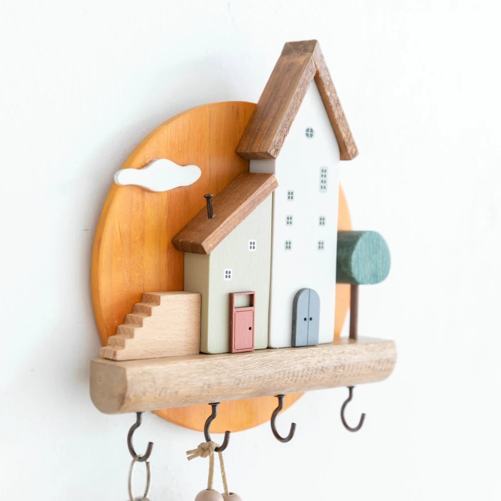 Wooden Key Hook Shelf