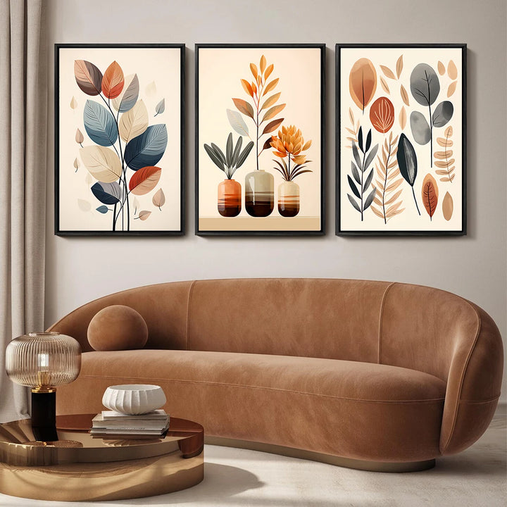 Retro Leaf Canvas Set