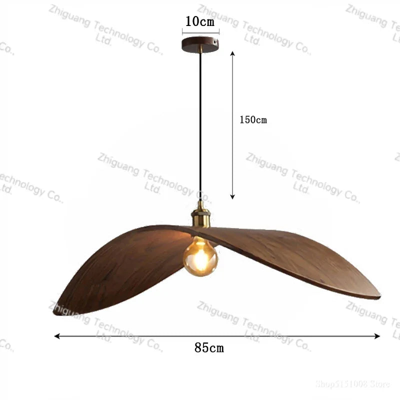 Modern Minimalist Retro Walnut Colored LED Chandelier Pendant Lamp Study Homestay Restaurant Atmosphere Lights